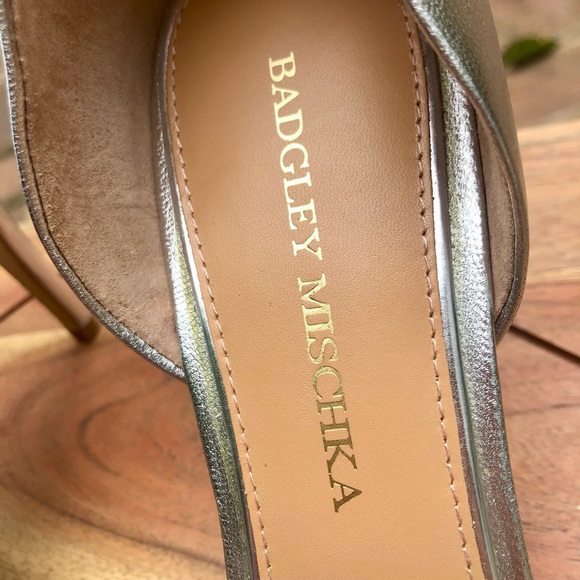 Badgley Mischka Silver High Heel Sandals | Size 8M - Picture 8 of 9